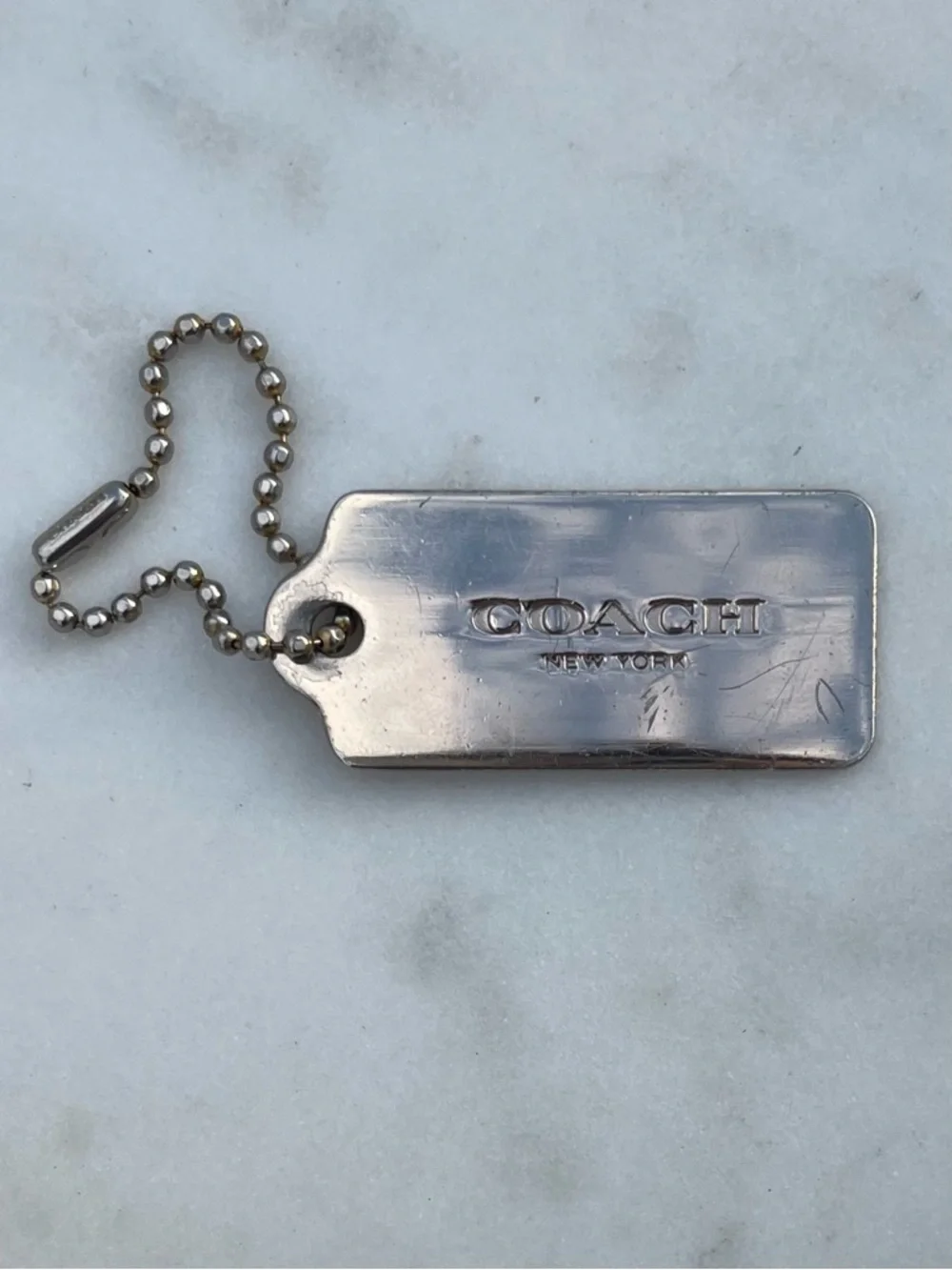 COACH Metal Hang Tag, Silver